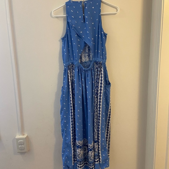 LOFT Midi Blue Floral Open Back Dress - Picture 7 of 10